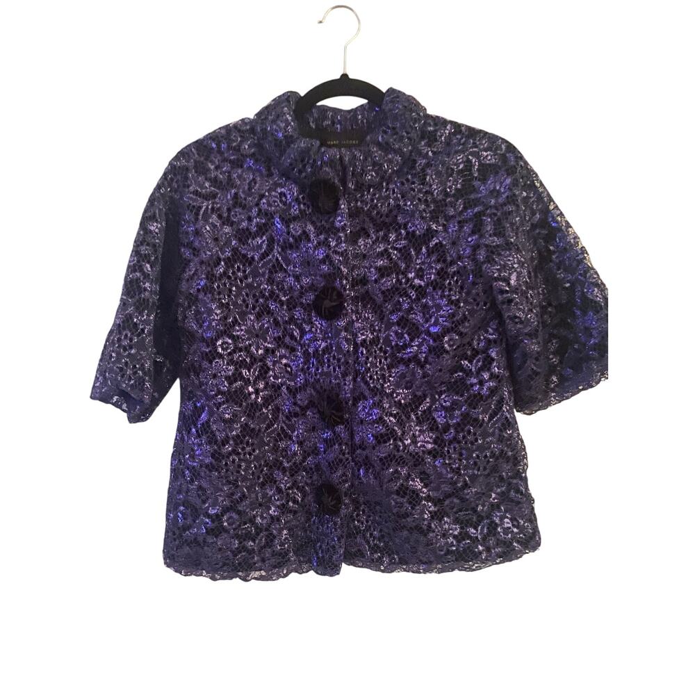 NWOT MARC JACOBS Navy Metallic Lace Short
Coat Jacket Cashmere Size M